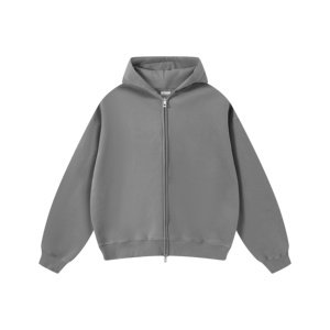 Sudadera Unisex de Algodón de 350g, Estilo Casual, Holgada, con Doble Cremallera, Manga Larga, Color Sólido, Bolsillo de Felpa, para Otoño - Product Image 3