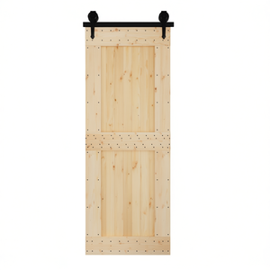 Porte de grange en pin massif Narvik, 33,5 x 82,7 pouces, non finie, style rustique, à roulettes, pour intérieur - Product Image 1