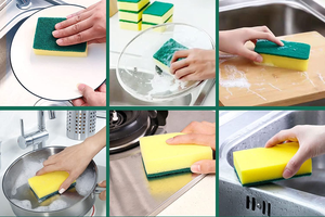 ฟองน้ำล้างจานสำหรับทำความสะอาดครัว แผ่นขัดล้างจาน ฟองน้ำทำความสะอาด - Product Image 4