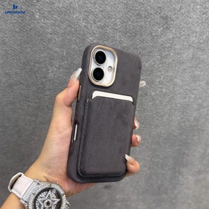 Étui en <span class=keywords><strong>Alcantara</strong></span> pour <span class=keywords><strong>iPhone</strong></span> <span class=keywords><strong>14</strong></span> <span class=keywords><strong>Pro</strong></span> Max, étui pour <span class=keywords><strong>iPhone</strong></span> 17, porte-cartes pour <span class=keywords><strong>iPhone</strong></span> 18, étui portefeuille en cuir - Product Image 6