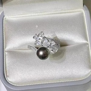 Support de bague en argent S925 pour accessoires de perles DIY 10543, support de bijoux en argent tendance pour femme, compatible avec les perles de 8 à 10 mm - Product Image 4