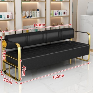 Sofá de Espera Comercial Moderno de Cuero PU Contemporáneo con Estructura Metálica, Área de Descanso de Lujo Ligero para Salón de Belleza - Product Image 2