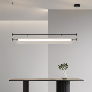 Lámpara colgante LED de espectro completo nórdico, rectangular, negra, de una sola cabeza, para iluminación de isla de restaurante. - Product Image 1