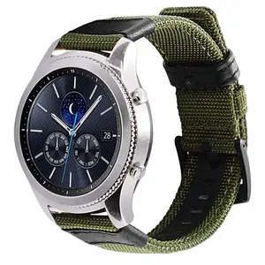 Bracelet de montre en nylon et cuir pour homme, vente chaude transfrontalière, pour <span class=keywords><strong>Samsung</strong></span> <span class=keywords><strong>Gear</strong></span> S3 <span class=keywords><strong>S2</strong></span>, nylon 20 mm 22 mm - Product Image 2