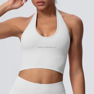 Soutien-gorge de sport pour femme respirant, léger, de haute qualité, ODM OEM, col montant, dos nu, fitness, yoga, motif uni - Product Image 4