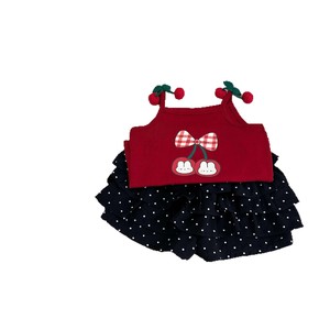 Tongxingyuan Girls Summer Sleeveless Top Polka Dot Skirt Set Cherry Print Cotton Outfit - Product Image 5