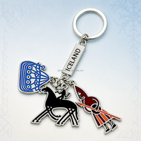 Porte-clés en métal en forme de cheval islandais Reykjavik, breloques guerrier et navire viking d'Islande pour les boutiques de souvenirs et les distributeurs