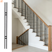 Vente en gros de balustrades de sécurité personnalisées en fer forgé creux 1/2''*44'' pour escaliers et balcons intérieurs, adaptées aux appartements et hôtels