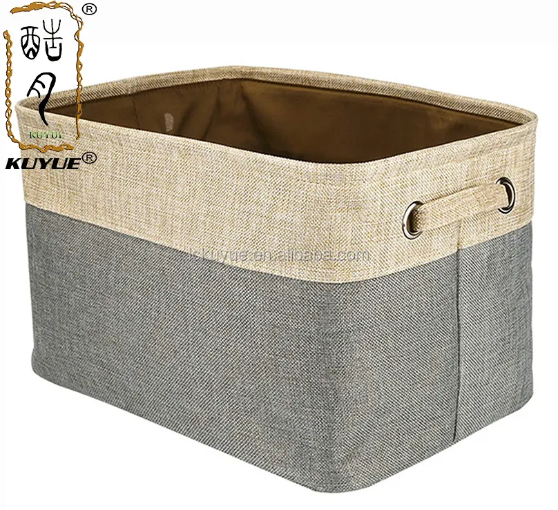 Kuyue ráp Polyester lưu trữ giỏ hoặc bin với xử lý, nhà tổ chức Cube Linen foldbaby kidsbag gấp tùy chỉnh