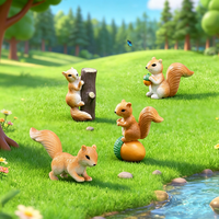 Figurines d'animaux miniatures de dessin animé à faire soi-même, souris et écureuils mignons, mini-artisanat en résine, ornement pour la décoration extérieure du jardin