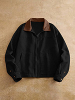 Veste de baseball pour homme, automne-hiver, taille européenne, en velours côtelé et velours, avec blocs de couleur, coupe ample, poches décontractées