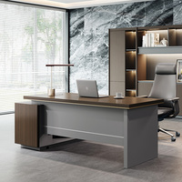 Bureau d'angle exécutif moderne et contemporain, table d'ordinateur en bois pour bureau de direction, extensible et convertible, avec finition mélamine