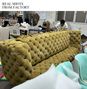 Nuevo Mueble de Lujo, Diseñadores Italianos, Sofá Seccional Moderno de Cuero con Mechones, Conjunto de Sofás de Cuero Nobuk con Mechones - Product Image 6