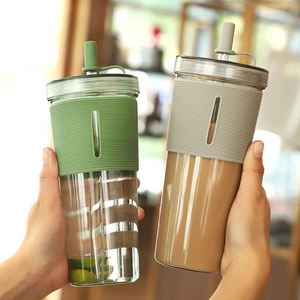 Vaso de Té con Leche para Estudiantes de 700 ml, Funda de Silicona Antideslizante, Botella de Agua de Plástico - Product Image 2