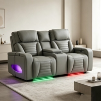 Canapé inclinable Frank Premium Luxury Motion en cuir écologique avec haut-parleur Bluetooth pour home cinéma