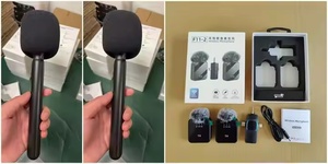 New Mini Microphone Tiếng Ồn Hủy Bỏ Điện Thoại Di Động Ghi Âm Live Streaming Không Dây Ve Áo Clip Microphone F11-2 3 Trong 1 Receiver - Product Image 2