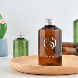 Bouteilles en plastique PET rechargeables avec logo personnalisé 100/200/300/500 ml Contenants cosmétiques <span class=keywords><strong>vert</strong></span> ambre pour shampoing, lotion, soin de la peau - Product Image 6