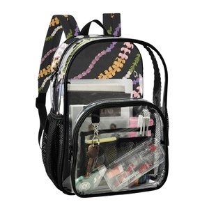 16 Inch College Black Clear School Bag Clear Bookbag Custom Lei Design See Through PVC Transparent <b>Backpacks</b> for Boys and Girls - Product Image 2