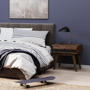 Natural Acacia Wood Mid-Century Modern Nightstand Tapered Legs <strong>Rustic</strong> <strong>Bedside</strong> <strong>Table</strong> for Small Spaces - Product Image 2