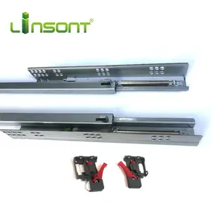 Drawer Slide Rail Linsont OEM Manufacture Single Extention 2 Way Undermount Soft Closing Slide Drawer