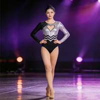Justaucorps de ballet artistique pour femme avec strass brillants - Design luxueux et mystique en Spandex, Polyester et maille, couleur personnalisable pour la performance