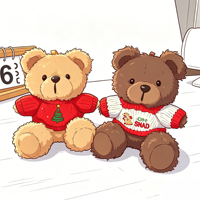 Porte-clés ours en peluche mignon de Noël, certifié CE/CPC, personnalisable, jouet en peluche pour les fêtes