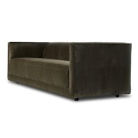 Canapé 3 places en velours vert mousse de luxe, design italien moderne et minimaliste, assise profonde, ensemble de meubles pour salon