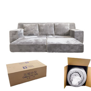 Sofá <span class=keywords><strong>Cama</strong></span> Gris Convertible, Sofá Plegable de Piso, Sofá <span class=keywords><strong>Cama</strong></span> de Corduroy con Almohadas para Sala de Estar - Product Image 1
