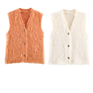 <span class=keywords><strong>Chaleco</strong></span> de Punto <span class=keywords><strong>Largo</strong></span> para Mujer, Primavera/Otoño 2025, Nuevo Estilo Moderno, Cuello en V, Cierre de Botón, Estilo Retro - Product Image 1