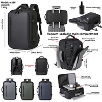Sac à dos de voyage professionnel multifonctionnel extensible et étanche pour homme, avec compartiment pour ordinateur portable, en tissu Oxford, à compression sous vide, idéal pour les déplacements transfrontaliers