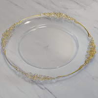 Classique Partie Décoratif En Plastique Acrylique Mélamine En Vrac 13 Pouces Rond Or Blanc Clair pour Plaque De Chargeur De Mariage avec Jante En Or