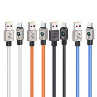 Kabel Charger Super Cepat USAMS SJ686 USB Type-C untuk Ponsel, Kabel Data Pengisian Cepat 66W dengan Lampu, Bahan Zinc Alloy