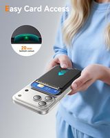 Leren slanke magnetische MagSafe 5 kaarthouder met 1 kaartsleuf en 1 geldvak, zwart, telefoonserie portemonnee