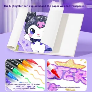 Pennarello Fluorescente Bicolore Lampeggiante a Doppia Punta con Glitter, Non Cancellabile, Motivo Stelle e Cuori per <span class=keywords><strong>Disegno</strong></span> di Bambini e Studenti - Product Image 5