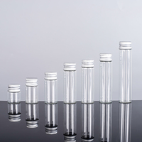 Tube à essai en verre plat transparent pour animaux de compagnie Tube à essai en verre pour animaux de compagnie à fond plat avec bouchons à vis 115ml