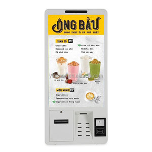 Nuevo quiosco de autopedido con pantalla táctil de 23,8 pulgadas para restaurante, máquina de pago de autopago, lector de código de barras opcional, función SDK