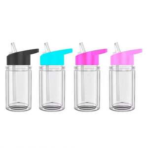 AGH 10oz Double Wall <b>Clear</b> Plastic Acrylic Pre-Drilled Hole With Stopper Sippy Snow Globe Kid <b>Water</b> <b>Bottle</b> DIY Gift - Product Image 4