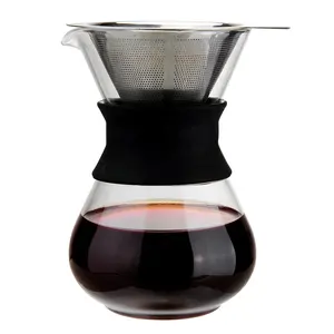Ontwerp Handgeblazen Glazen Koffiezetapparaat Giet Over Koffie Theepot Glas