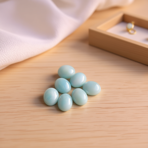 Cabochons ovales lisses en Larimar naturel, bleu clair irisé, pierres précieuses polies pour la fabrication de bijoux - Product Image 6
