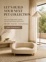 Canapé pour animaux de compagnie moderne en similicuir de luxe, pour chats et petits chiens, lit surélevé, pieds en bois, antidérapant, facile à nettoyer, carton, intérieur
