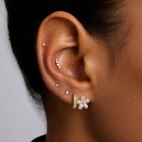 Boucles d'oreilles clous en résine et zircon doré avec perles et pierres lisses polies brillantes pour femme, bijoux de tous les jours, style cadeau
