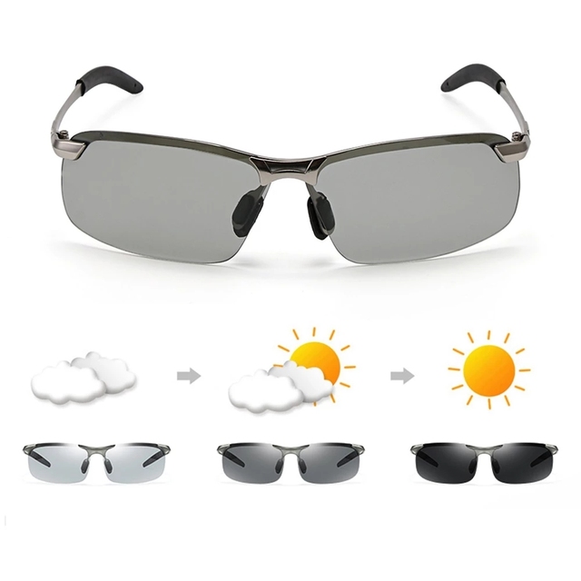 Photochromic Sunglasses Men Polarized Driving Chameleon Glasses Male Change Color SunGlasses Day Night Vision Eyewear
