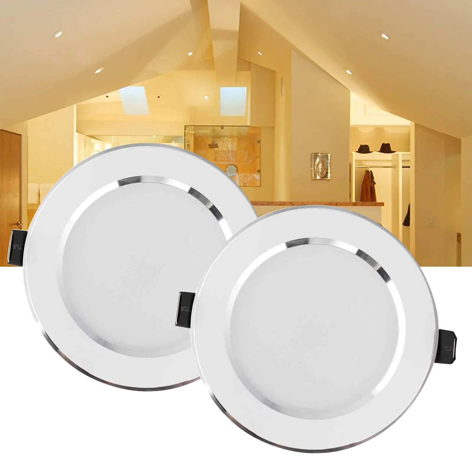 Lámpara LED empotrable regulable para techo, luz blanca cálida de 7W, 220V + foco conductor, iluminación interior para decoración de hogar y oficina