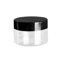 Pot en plastique pour crème cosmétique 80 ml, diamètre 59 mm, avec couvercle transparent blanc, noir ou doré
