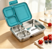 Boîte à lunch en acier inoxydable 304, compatible micro-ondes, 3 compartiments, étanche, sans BPA, compatible lave-vaisselle, couvercle compact, chauffage disponible