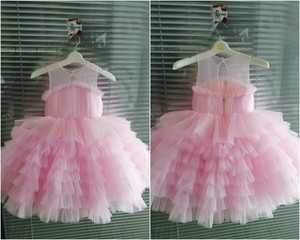 Abito Coordinato da Festa <span class=keywords><strong>per</strong></span> Mamma e <span class=keywords><strong>Figlia</strong></span> Rosa Torta a Strati in Tinta Unita - Product Image 5