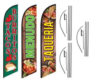 Promoción Tacos Burritos <span class=keywords><strong>Menudo</strong></span> Taqueria Restaurante Mexicano Publicidad Bandera Pluma - Product Image 1