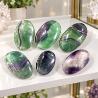 Pierre de palmier en fluorite tricolore polie de 5-6 cm, cristal vert et violet, pierre de méditation pour la décoration, les cadeaux et la collection