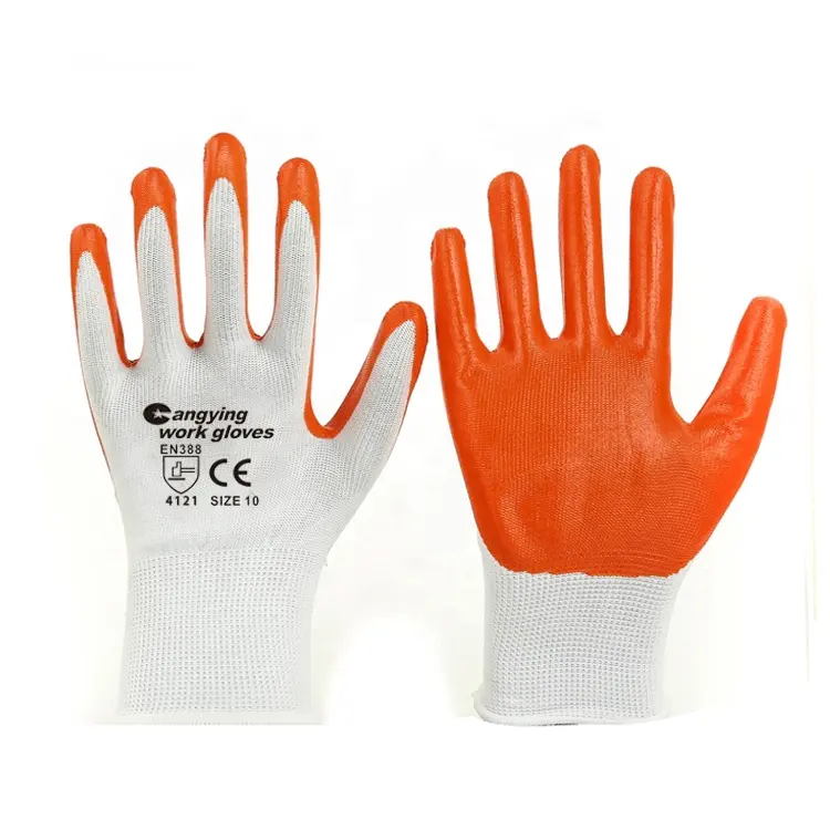 Smooth Surface Industrial Protection Safety Construction Work Nitrile Palm Gloves