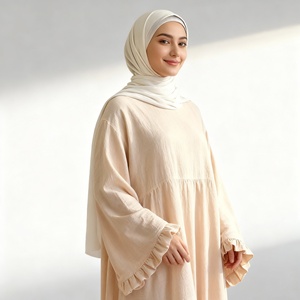 ชุดอาบายะแบบจีบย่นทันสมัย เรียบร้อย ดูดี วัสดุคุณภาพสูง สำหรับสตรีชาวมุสลิม สวมใส่สบายๆ ในชีวิตประจำวัน เทรนด์ปี 2026 - Product Image 1